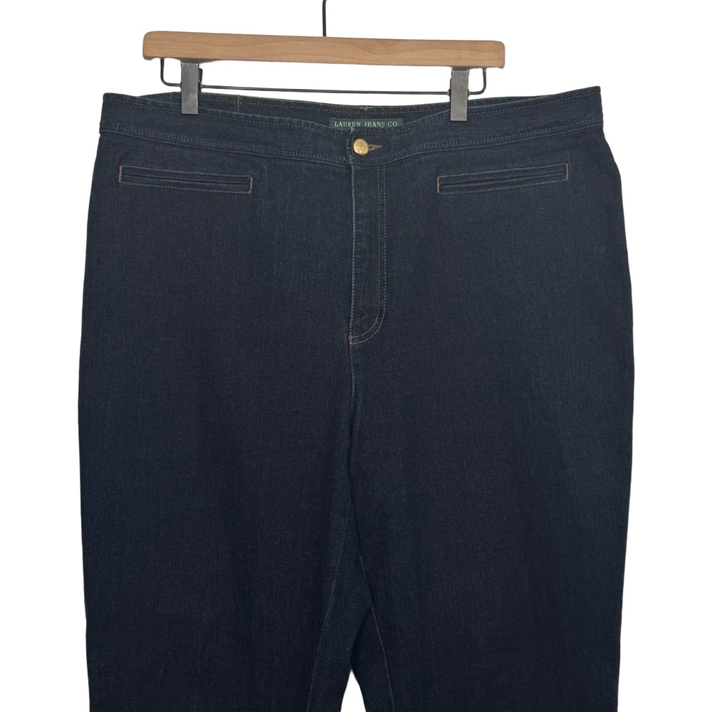 Lauren Jeans Co Ralph Lauren Jeans Dark Blue Straight Leg Denim Trousers Size 16 - Picture 3 of 10
